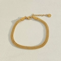 Three-layer gold beaded bracelet in S925 sterling silver with lobster clasp and tag - Gold Triple Row Bead Chain Stainless Steel Bracelet (B434)