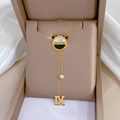 Titanium steel shell tassel necklace with Roman numerals in a beige gift box - Titanium Steel / Gold