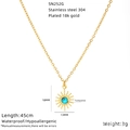 Detailed view of turquoise sunflower necklace with technical size specs and measurements - Sunbeam Pendant (SN252G)