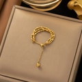 Verstellbarer mehrlagiger 18K vergoldeter Perlenkettenring mit eleganten Anhängern - 【f103】reiskornring Gold