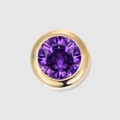 DIY round stainless steel pendant charm featuring a purple rhinestone in gold bezel - 6mm / June-Purple (Steel Color)