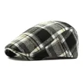 Classic vintage plaid ivy cap with grey and yellow tartan pattern for men and women - Black Plaid
