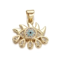 Ciondolo occhio del male dorato con smalto blu e zirconi cubici scintillanti - DBN156-04 Ciondolo Occhio con Nappine