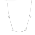 Collana MAMA in argento S925 con pendenti a lettere minimalisti e piccoli diamanti - Oro Bianco