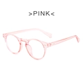 Vintage round pink transparent glasses with anti-blue light lenses and rice nail detail - Pink