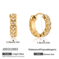Detailed dimension guide for gold heart earrings with stainless steel size and weight - Heart Rhinestone Style (JDE0310003)