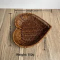 Brown heart-shaped woven basket for snacks, 26x21x5cm size, faux rattan plastic tray - Heart-Shaped Medium / Dark Coffee
