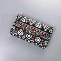 Ethnic style phone bag with vibrant geometric prints and manual stitching details - Pattern 03