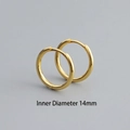 Orecchini a cerchio in argento S925 placcato oro 14mm con finitura lucida a specchio - 14mm / Oro