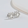 Minimalist stainless steel tiger stud earrings featuring hollow-out animal head design - Steel