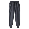 Men's dark gray thermal fleece joggers with elastic waistband and black drawstrings - Dark Gray