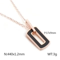 Collana in oro rosa con ciondolo rettangolare nero e incisione Lucky elegante - Oro rosa