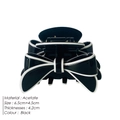 Pinza para el pelo con lazo de acetato en blanco y negro clásico 6,5cm x 4,5cm - Negro