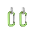Dettaglio di orecchini a moschettone verde neon con pavé di zirconi scintillanti - Grande Oro Verde 1 Paio
