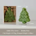 Olive green Christmas tree scented candle with rose fragrance in a clear gift box - Christmas Tree Olive Green (Rose)