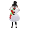 Inflatable snowman costume with black top hat and striped scarf for Christmas party - Classic Snowman For Kids / One Size