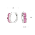 Detail view of S925 sterling silver hoop earrings with dimensions 11mm and pink zircons - 925 Silver / Silver/Pink