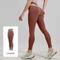 Legging de fitness taille haute caramel avec taille croisée bicolore - S / Bottoms / Couleur caramel