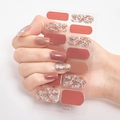 3D laser gold nail polish stickers in red brown and sparkling glitter terrazzo patterns - Red Brown Nude Silver Gold Sequin Chips Style (DQ3-024)