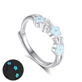 Luminous S925 silver adjustable ring with blue flowers and glowing night effect - Fdjz-486-women's Model / Adjustable Open