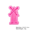Pink silicone windmill mold for DIY cake decorating with heart detail, size 8x4.5x1.2cm - No.1 3D Windmill / Pink
