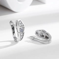 Elegant silver serpent earrings plated in 18K gold featuring sparkling zircon crystals - White Gold Pair