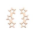 Close-up of rose gold hollow star ear crawler earrings with minimalist polished finish - 320 Hollow Triple Stars / Rose Gold