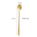 Long handle stainless steel mixing spoon in gold finish with mirror polished surface - 17.5cm / Gold