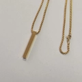 Golden titanium steel rectangular pillar pendant necklace with durable box chain - 70cm / Full Gold Color