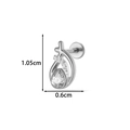 G23 titanium teardrop stud with cross design and zircon stones in silver finish - Silver Teardrop Cross Style (T2583-1#Silver)