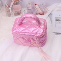 Neceser holográfico rosa acolchado estilo Barbie con asa superior para cosméticos - Bolso de asa superior / Rosa Claro (Nube Rosa)