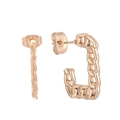 Elegant rose gold C-shaped earrings with hollow cuban link design for women - Rose Gold (KE104071-LM)