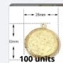 Golden round textured locket pendant in bulk pack, size 28mm by 31mm for jewelry making - Gold (100 Units Pack)