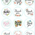 Autocollants de remerciement floraux avec 12 motifs botaniques pour l'emballage - Merci Floral