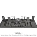 Grey microfiber 39-piece jewelry display set for necklaces and rings, 135x50cm size - Set 9