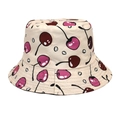 Cappello a secchiello reversibile con stampa ciliegie per protezione solare color crema - M (56-58cm) / Stampa Ciliegia Pop (Beige)