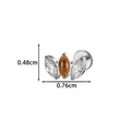 G23 titanium labret stud with amber and clear marquise gems, 0.48cm by 0.76cm size - 4# Silver (Amber Brown)