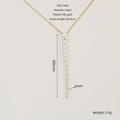 Collana minimalista in acciaio inossidabile placcato oro 18k con pendente a perla - Stile Perla Lineare Dorata