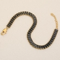 Adjustable 18K gold plated bracelet with rectangular black crystal stones - Gold-Black Bracelet