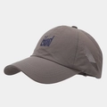 Detailed view of dark grey quick-dry baseball cap with island embroidery and laser-cut vents - Adjustable / Gray