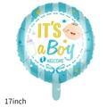 Ballon en aluminium rayé bleu de 17 pouces pour baby shower avec motifs mignons - 17" / Ballon Rond Rayé Bébé Garçon 17 Pouces