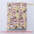 A6 Khaki Lucky Cat fabric budget binder cover with snap button closure for kids - Khaki Snap Button Style (Cover Only)