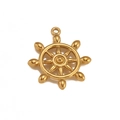 Nautical series ship wheel charm in polished gold finish for DIY jewelry pendants - Ship Wheel / Gold