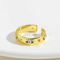 Detail der 14K vergoldeten verstellbaren Ring mit Emaille-Auge und Zirkonia - Königsblau 1