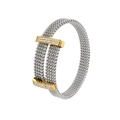 Dettaglio della chiusura placcata oro 18K con cristalli su bracciale a maglia - Color Acciaio