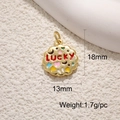 Macro shot of 18mm gold Lucky charm with colorful enamel heart star and moon icons - Lucky Flower