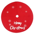Gonna per albero di Natale rossa con ricamo Merry Christmas bianco e fiocchi di neve - Stile ricamo rosso