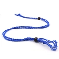 Adjustable dark blue braided cord necklace with crystal cage and wooden beads - Necklace / Dark Blue