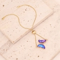 Bracciale a farfalla in oro 18K con cristalli sfumati e chiusura a scatto regolabile - Viola Scuro (1#)