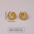 Golden twisted spiral stainless steel stud earrings 2.05cm beach holiday style jewelry - Spiral Twist Design (FYD6154)
